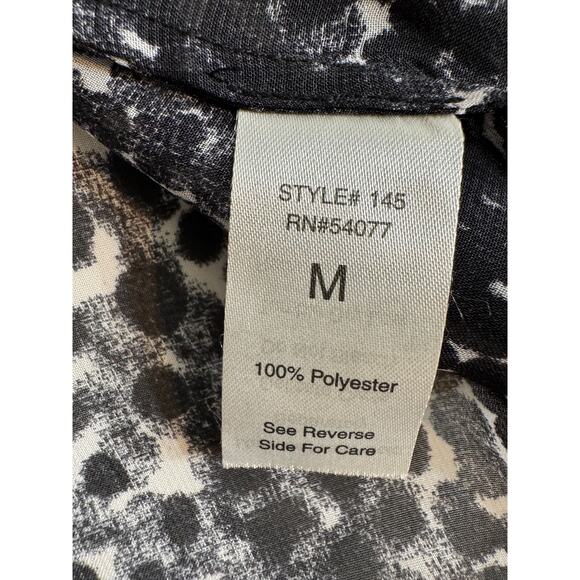 CAbi tunic top sheer Blurred Dot black white long sleeve button up blouse Sz M - Picture 9 of 10
